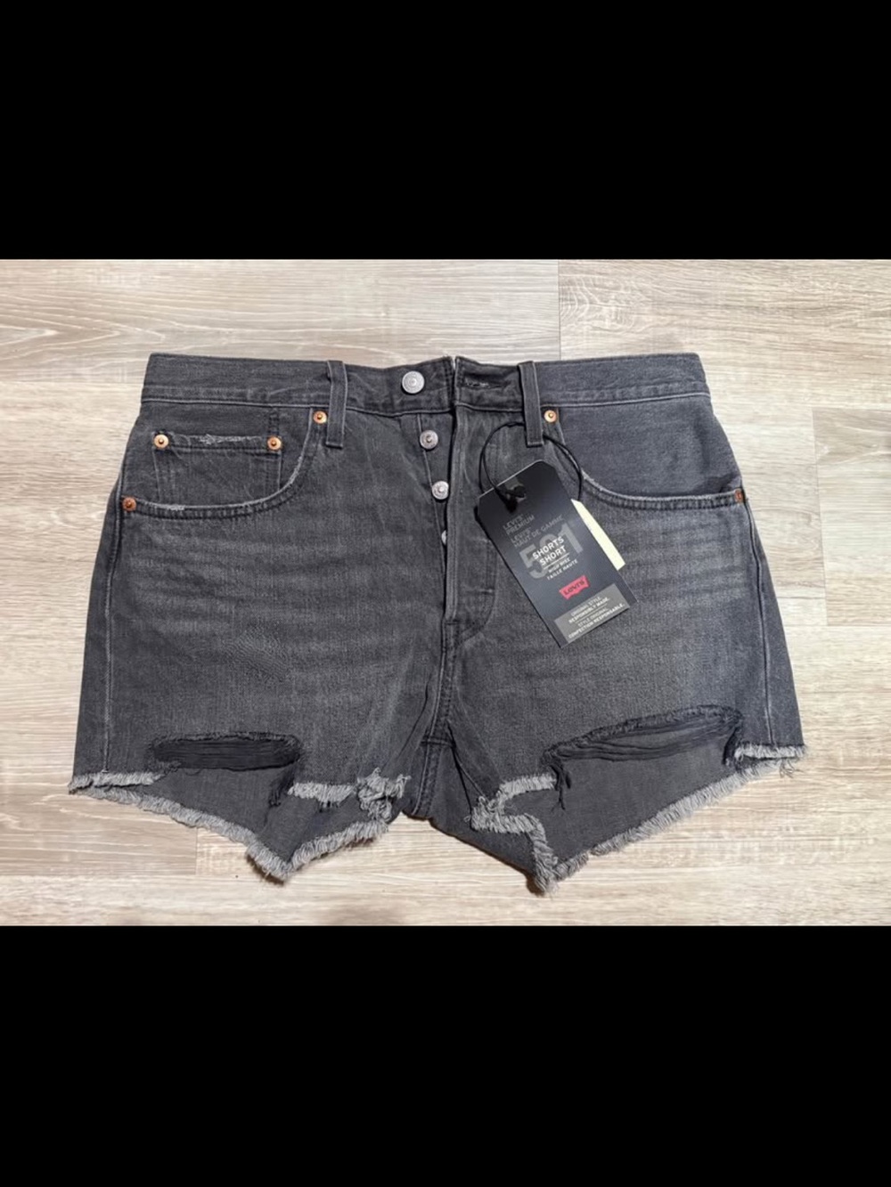 Levi's Black Distressed Cutoff Denim Shorts